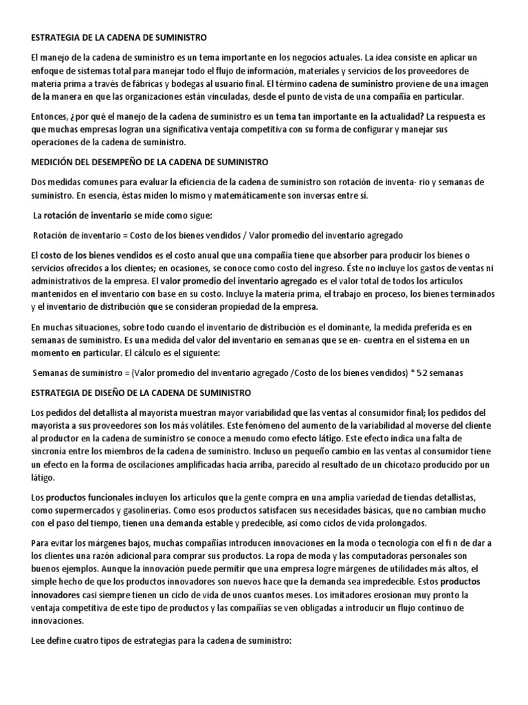 Estrategias de la Cadena de Suministro | PDF | Logística | Inventario