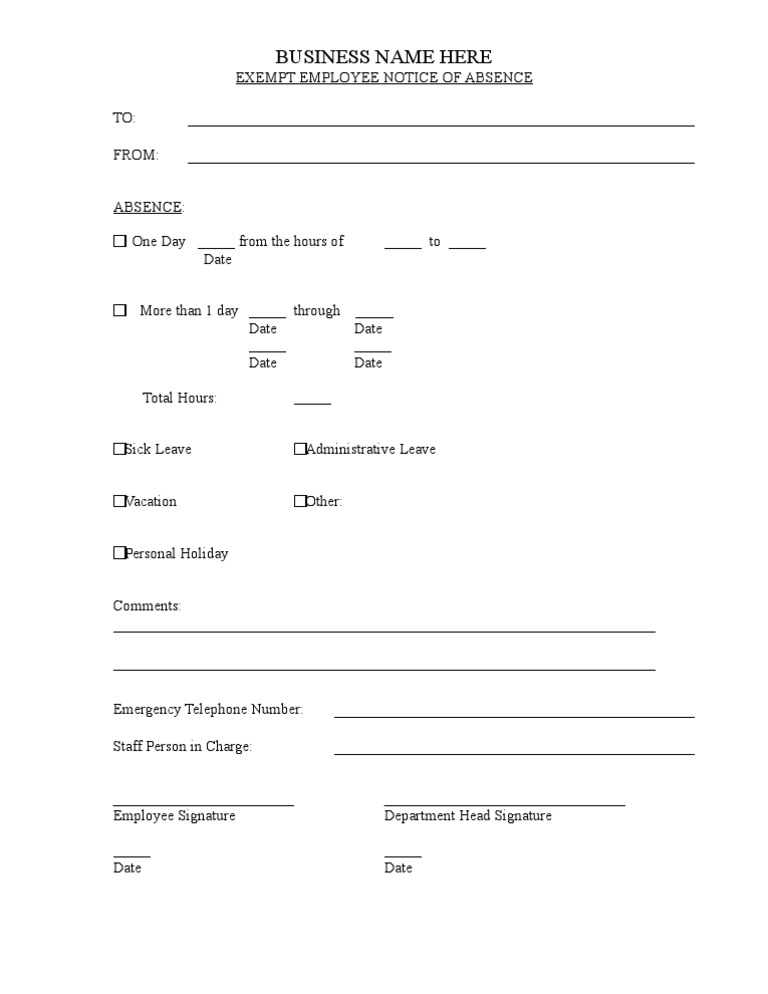 Earl Sick Call Absence Notice | PDF | Finance & Money Management