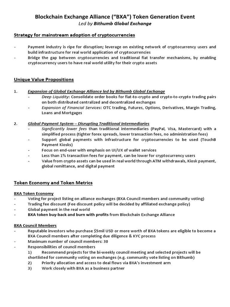 One Pager - BXA Sales - Ver 1.2-1 | PDF | Cryptocurrency | Derivative  (Finance)