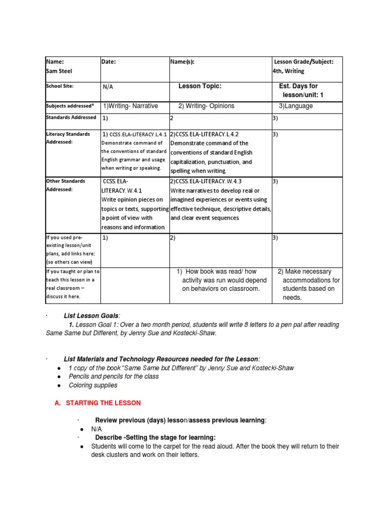 Same Same But Different (4th) PDF Literacy Teachers