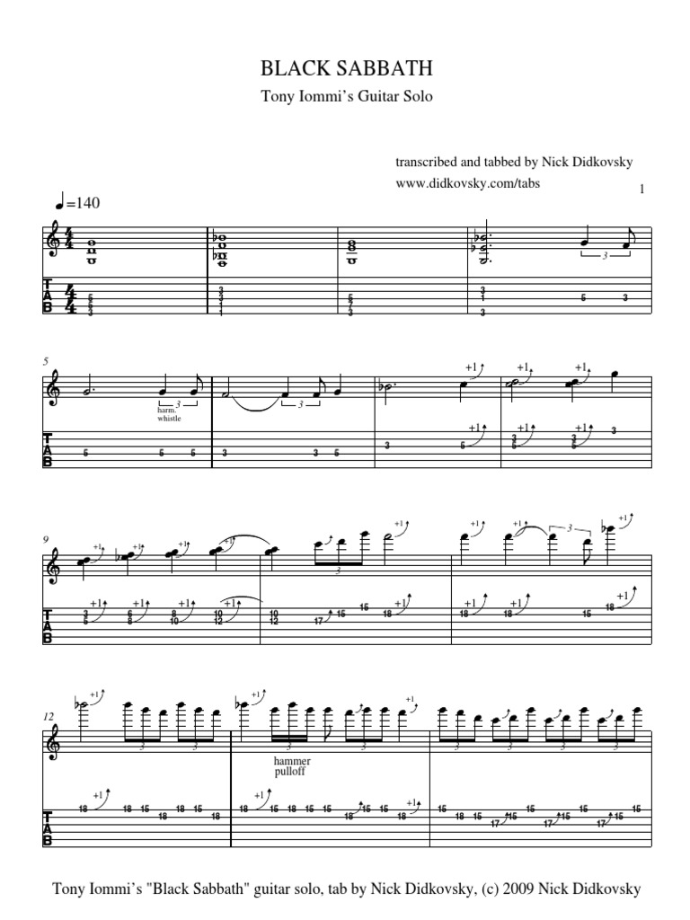 Tony Iommi's Black Sabbath Solo Tab | PDF | Universal Music Group