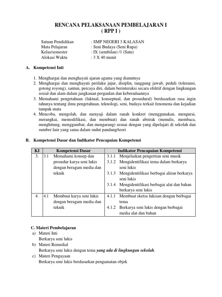 6 C Rpp 3 Kls 9 Seni Lukis Pdf