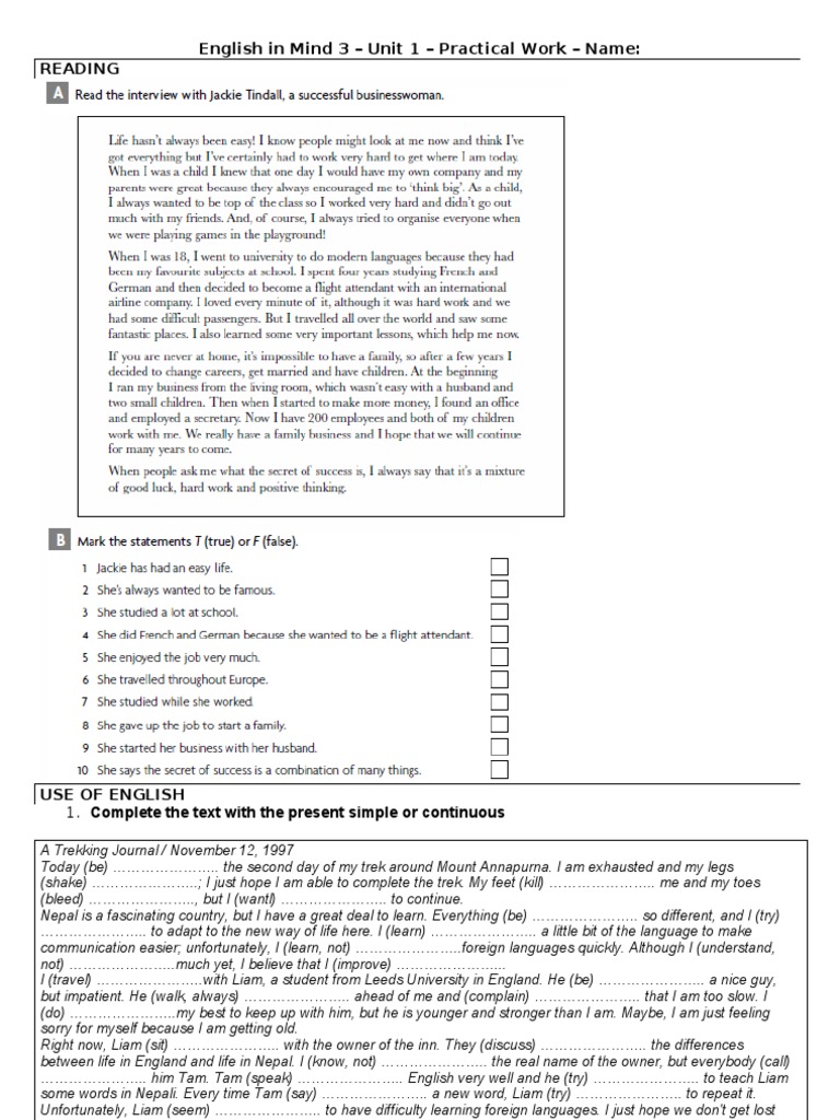 English In Mind 3 Answer Key