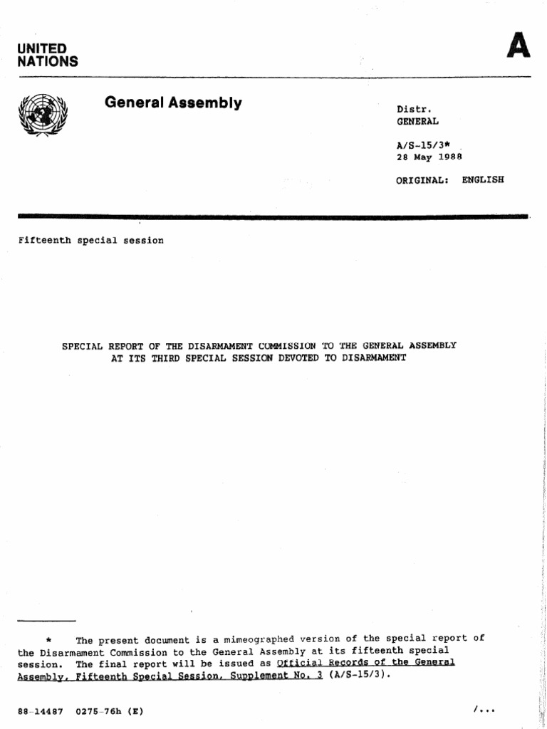UN Document A S-15 3 - 19880528 | PDF | United Nations General Assembly ...