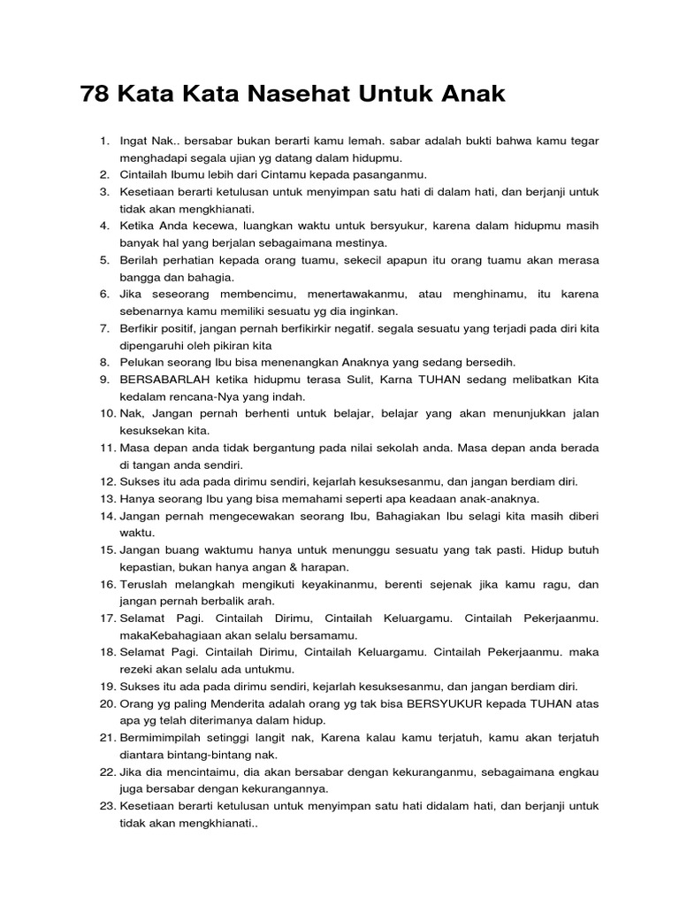 Ata Kata Nasehat Untuk Anak Pdf