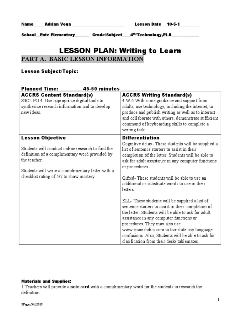 Writing to learn pdf question teachers