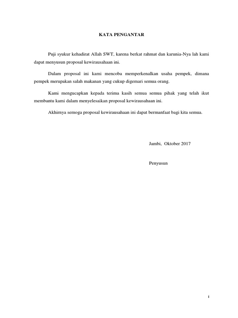 Proposal Kewirausahaan Pempek