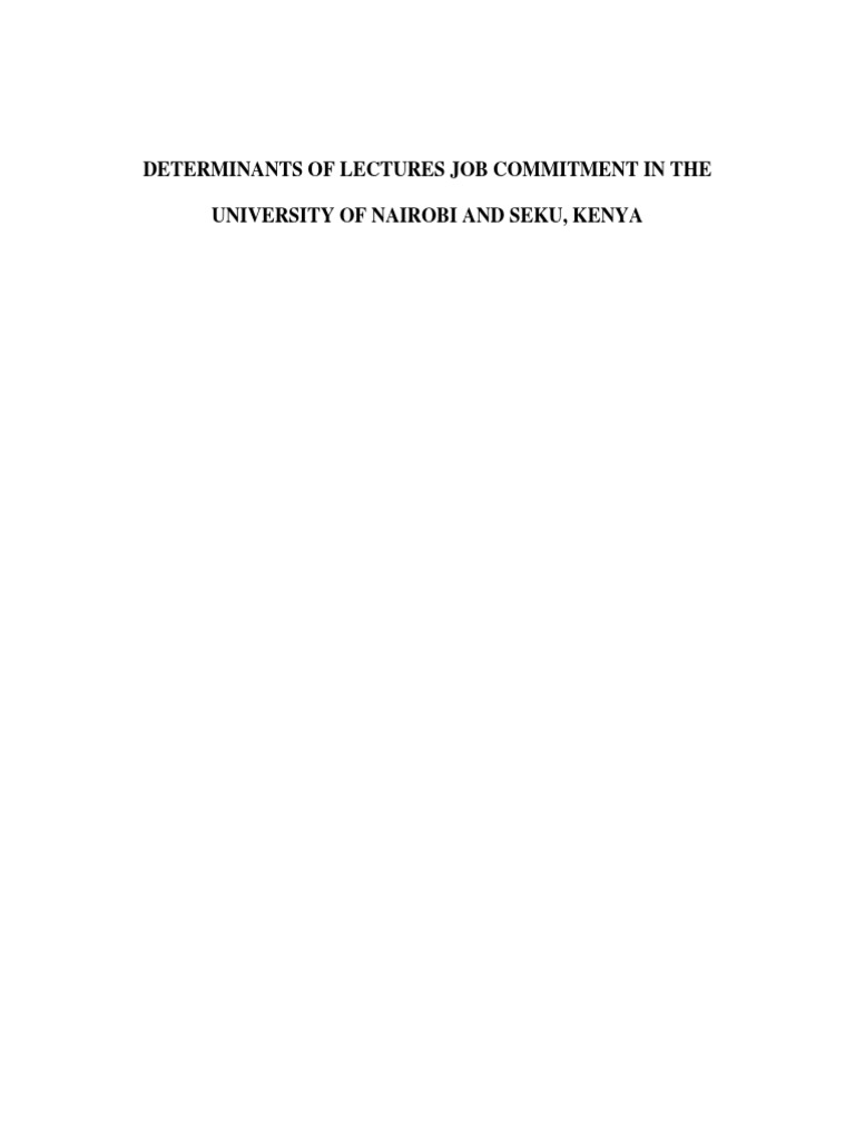 Determinants of Lecturer Job Commitment in Kenyan Universities A