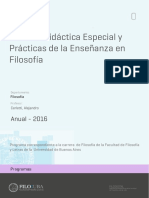 Uba - Ffyl - P - 2016 - Fil - Didáctica Especial y Prácticas de La Enseñanza en Filosofía PDF