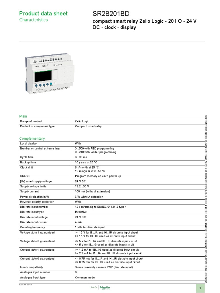 Zelio Logic SR2B201BD Relay Manual | PDF | Relay | Fuse (Electrical)