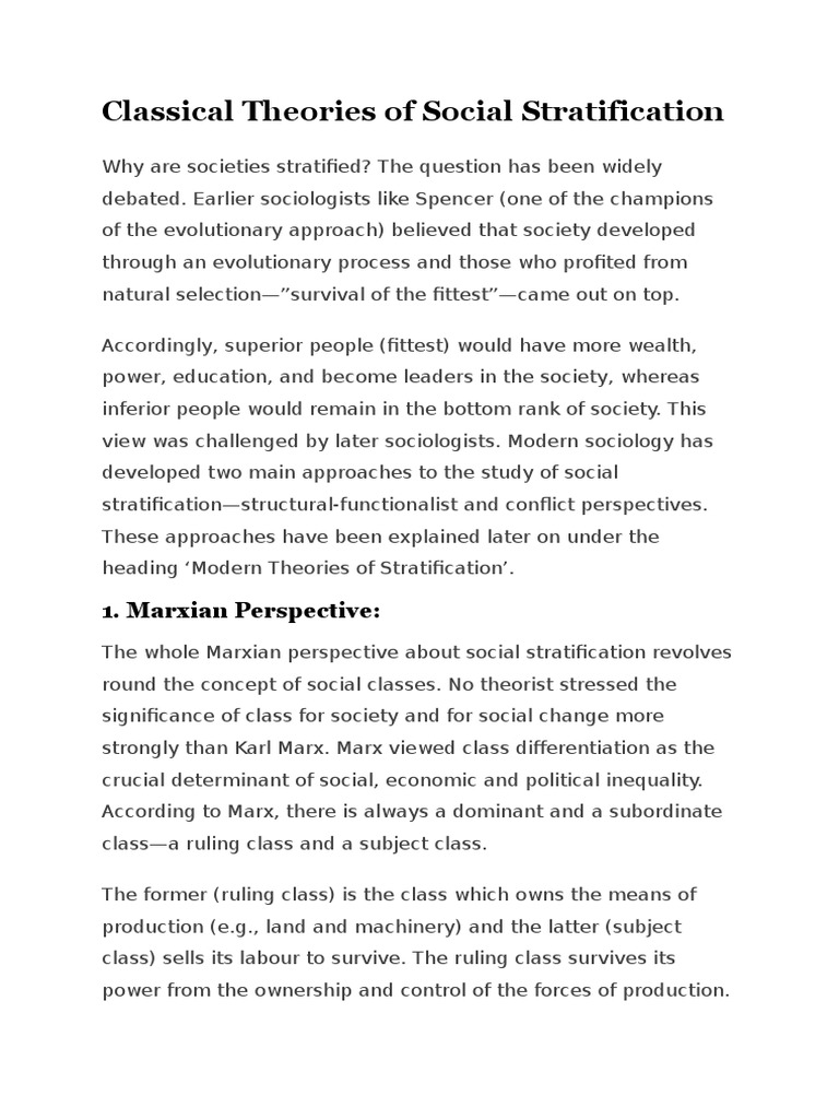 Marxian Theory of Social Stratification | PDF | Social Stratification ...