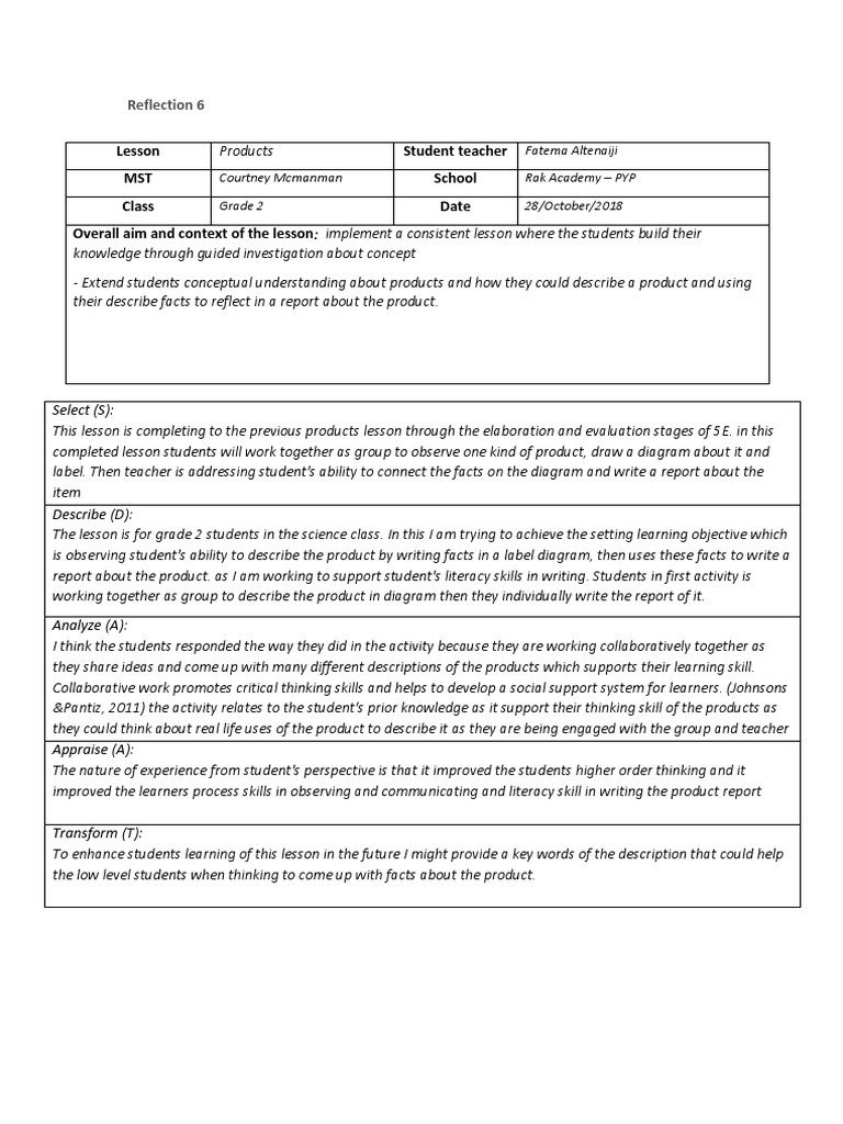 Reflection 6 Pdf Critical Thinking Thought