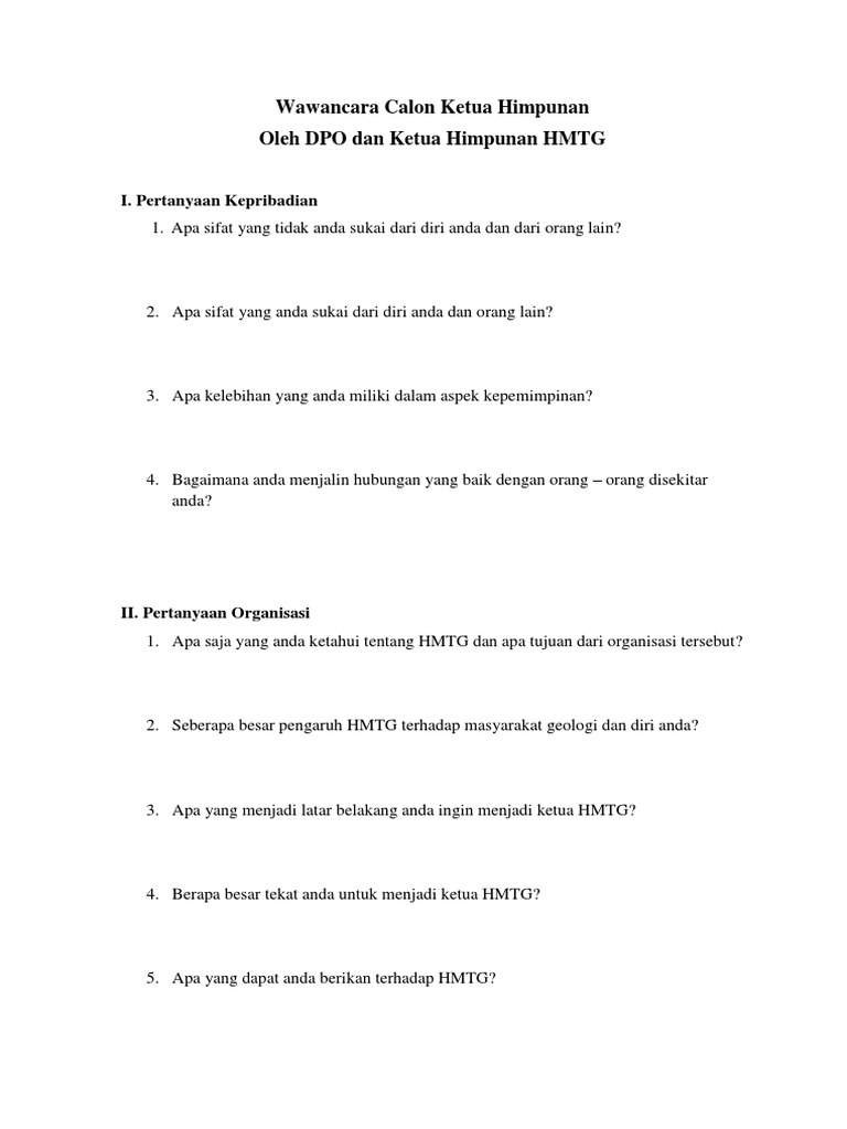 Contoh Pertanyaan Debat Bem