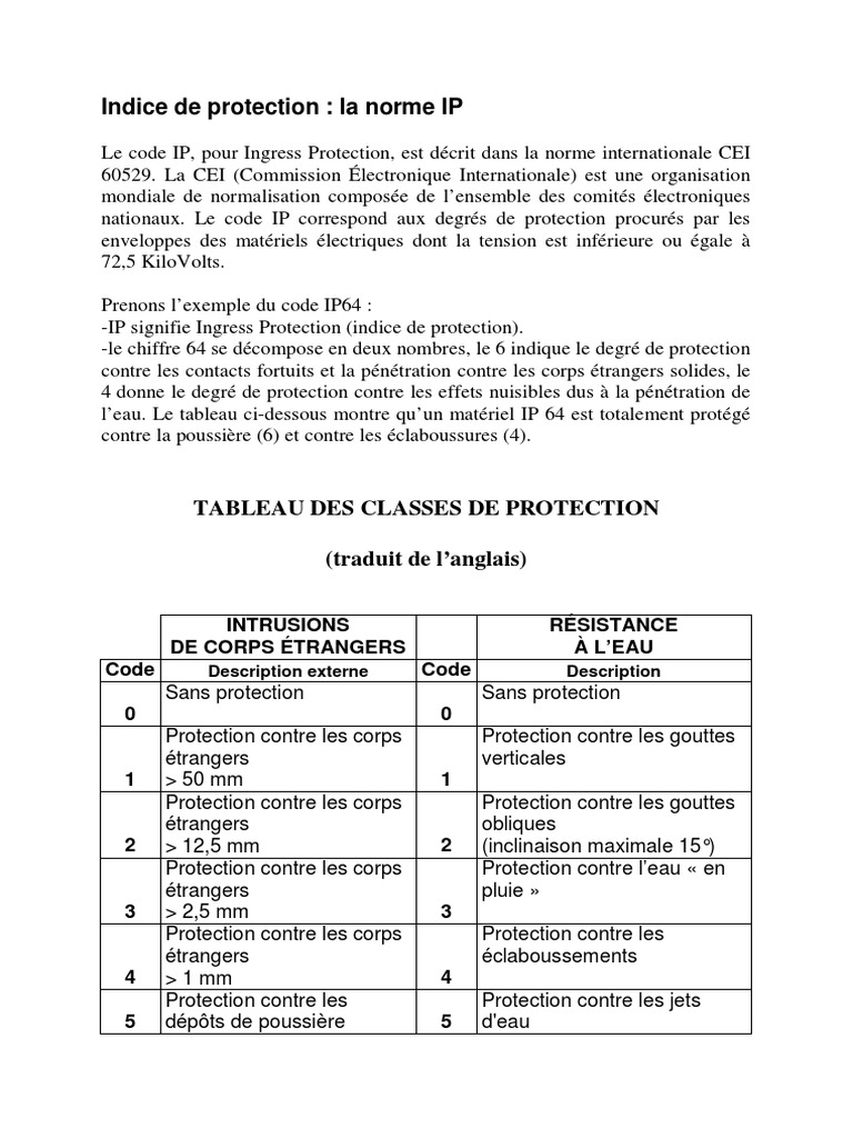 Norme IP : Indices de Protection Électrique | PDF | Ordinateurs