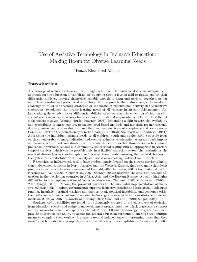Assistive Technology in Inclusive Education | PDF | Inclusion ...