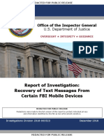 Report of Investigation: Recovery of Text Messages From Certain FBI Mobile Devices