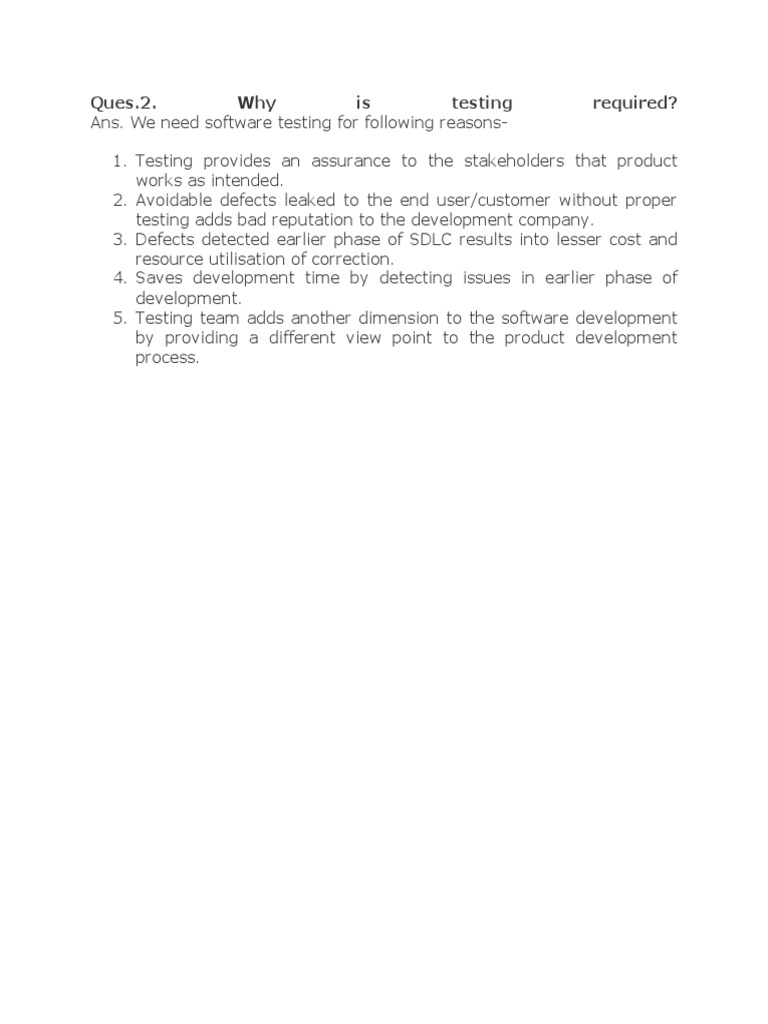 Ques.2. Why Is Testing Required? | PDF