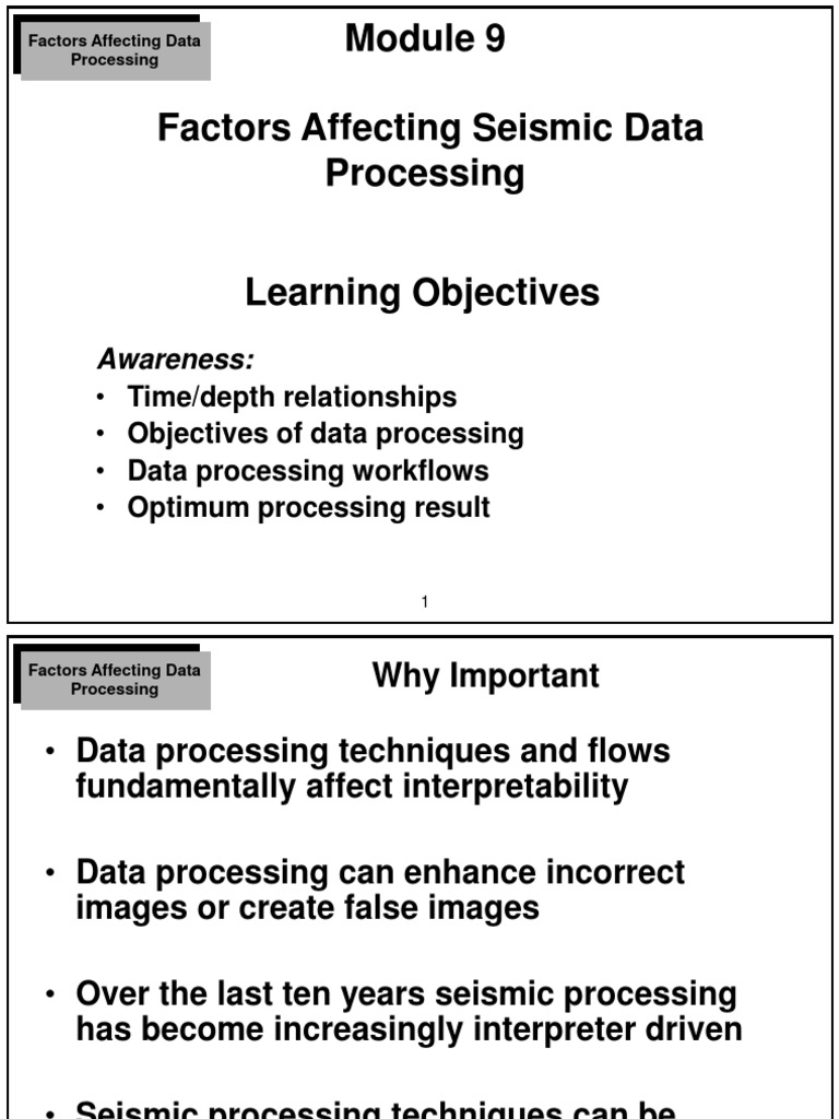 Seismic Data Processing Factors | PDF | Reflection Seismology | Signal ...