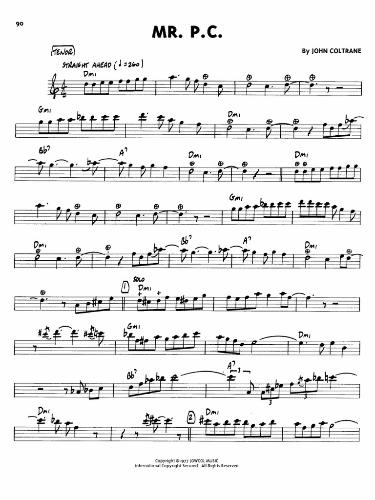 John Coltrane Mr Pc Solo Score