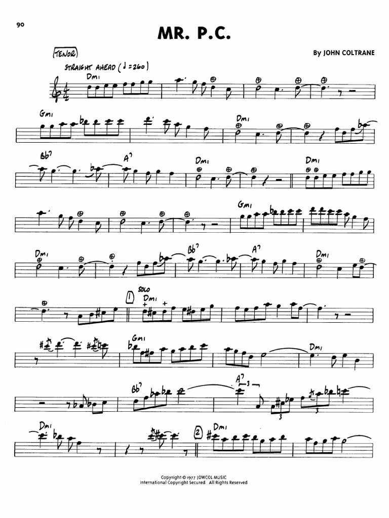 John Coltrane Mr Pc Solo Score Pdf