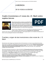 Cuatro Invenciones A 2 Voces de J.S. Bach Sobre Sujetos Breves - HISTORIA DE LA MÚSICA PDF