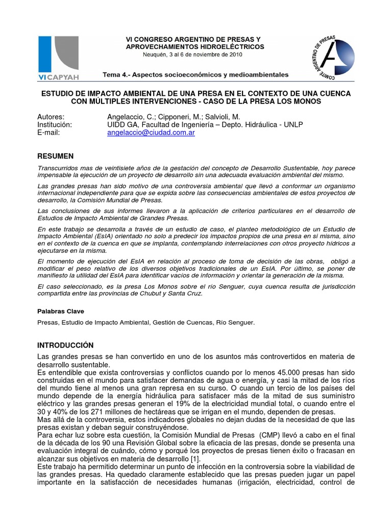 Estudio de Impacto Ambiental de Una Presa | PDF | Reservorio | Riego