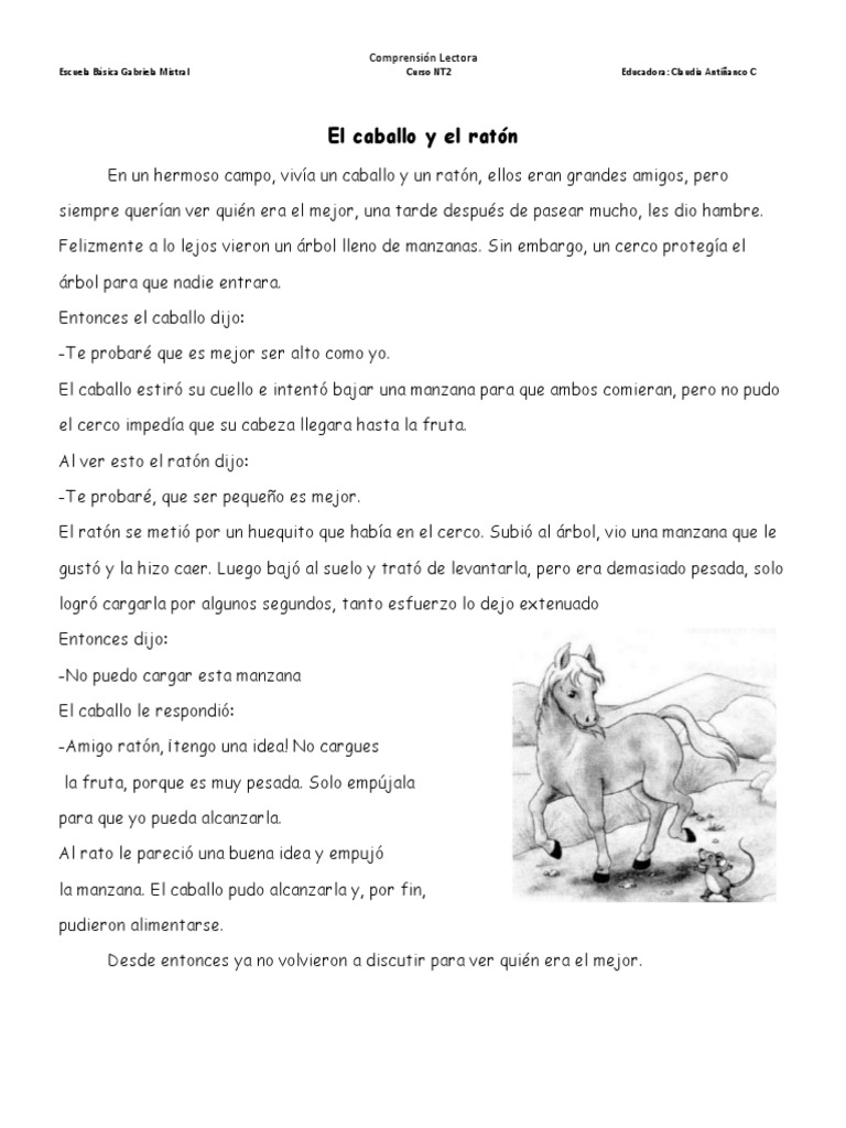 El Caballo y El Ratón | PDF | Caballos | Comprensión lectora