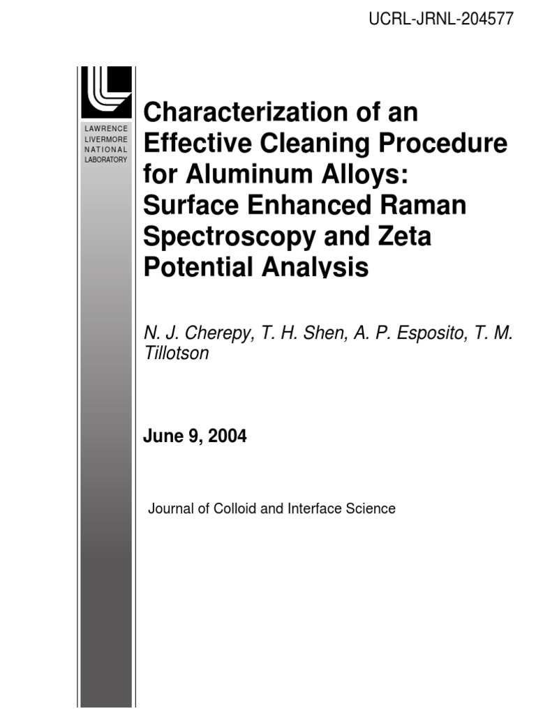 Characterization of An Effective Cleaning Procedure For Aluminum Alloys