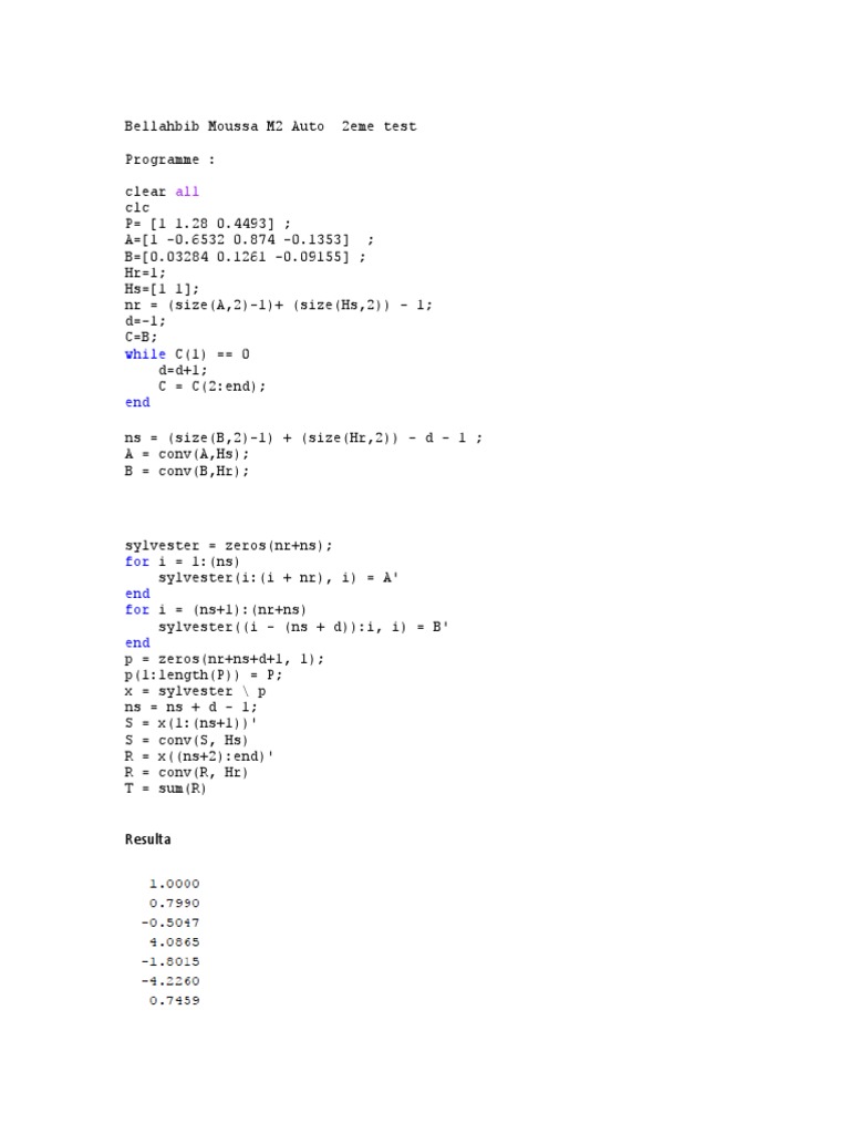 MATLAB Polynomial Equation Solver | PDF | Computers | Technology ...