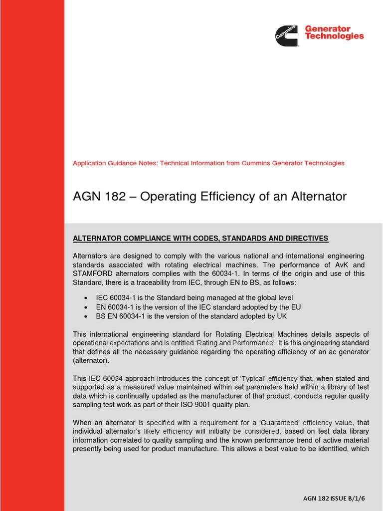 Efisiensi Generator AGN 182 | PDF | Engineering Tolerance | Standardization