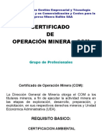  Certificado de Operacion Minera COM