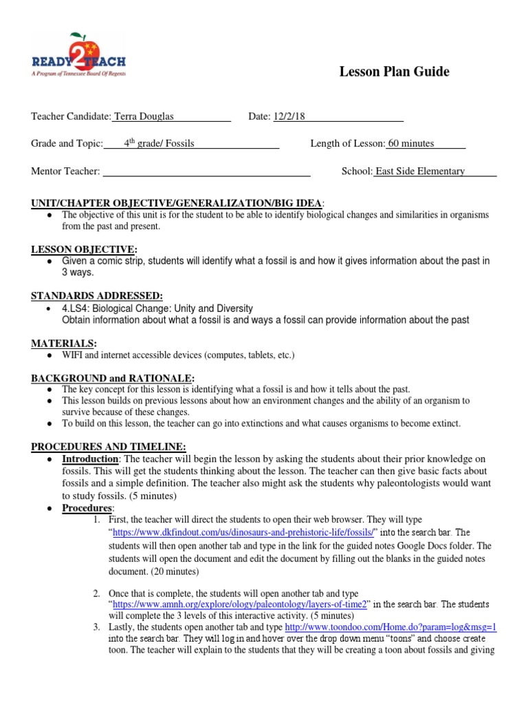 Fossils Lesson Plan PDF Fossil Science
