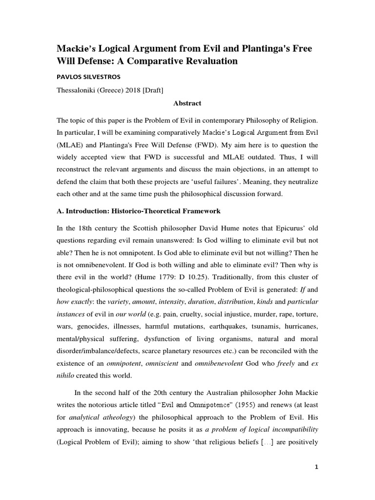 Mackie s Logical Argument from Evil ααand PDF | PDF | Metaphysics ...