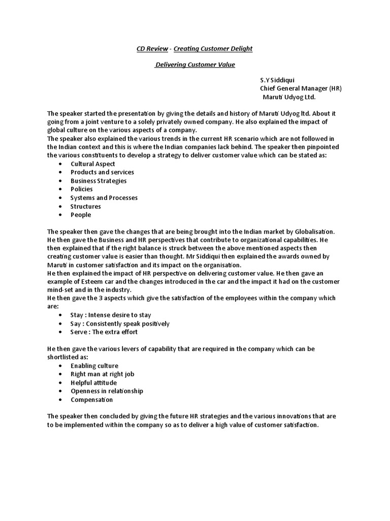 Customer Value Creation Strategies | PDF | Customer Satisfaction ...
