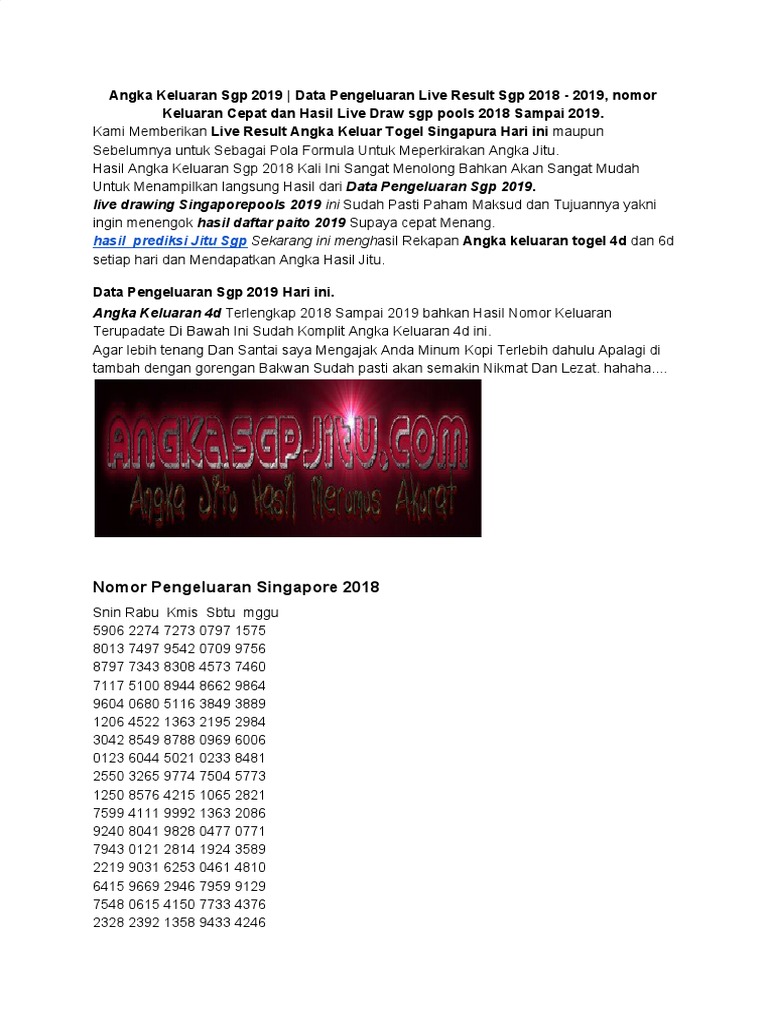 Togel Angka Keluar Sgp 2019
, Angka Keluaran Sgp 2019