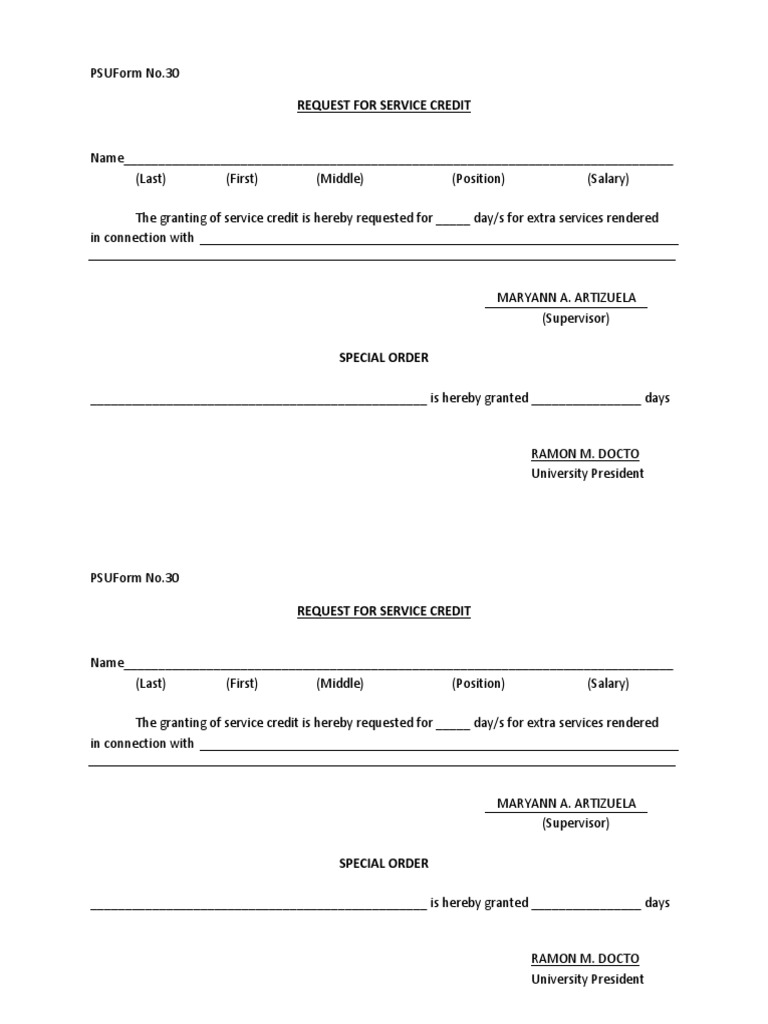 Request for Service Credit Form | PDF