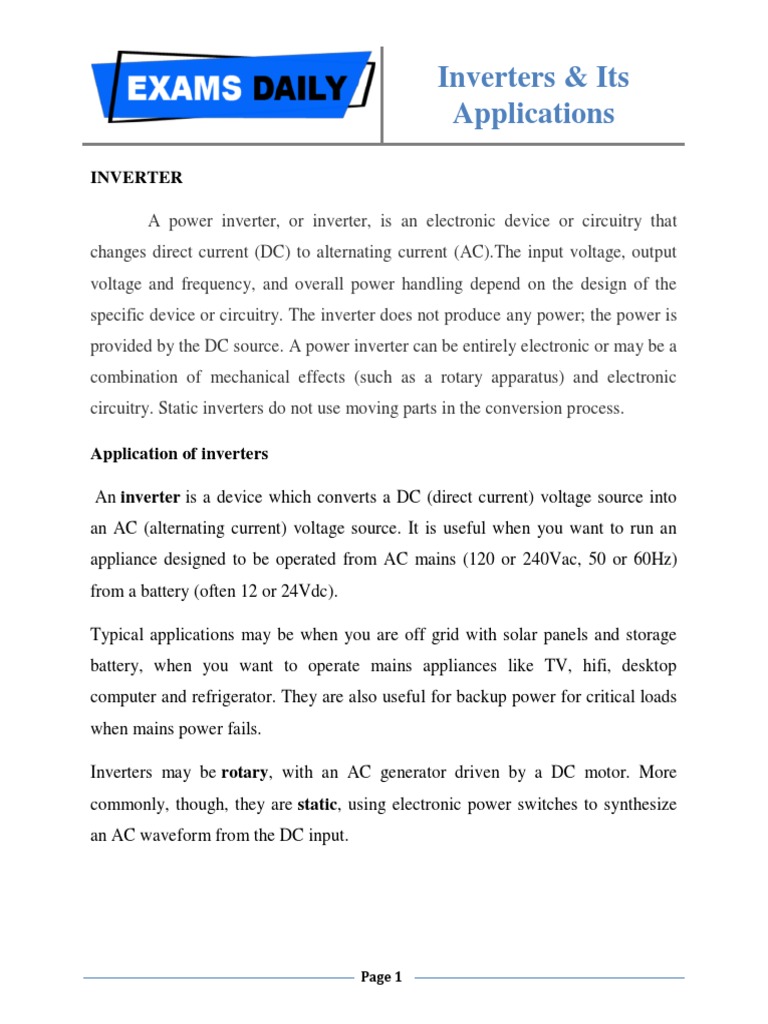 Inverters & Its Applications: Inverter | PDF | Computers | Technology ...