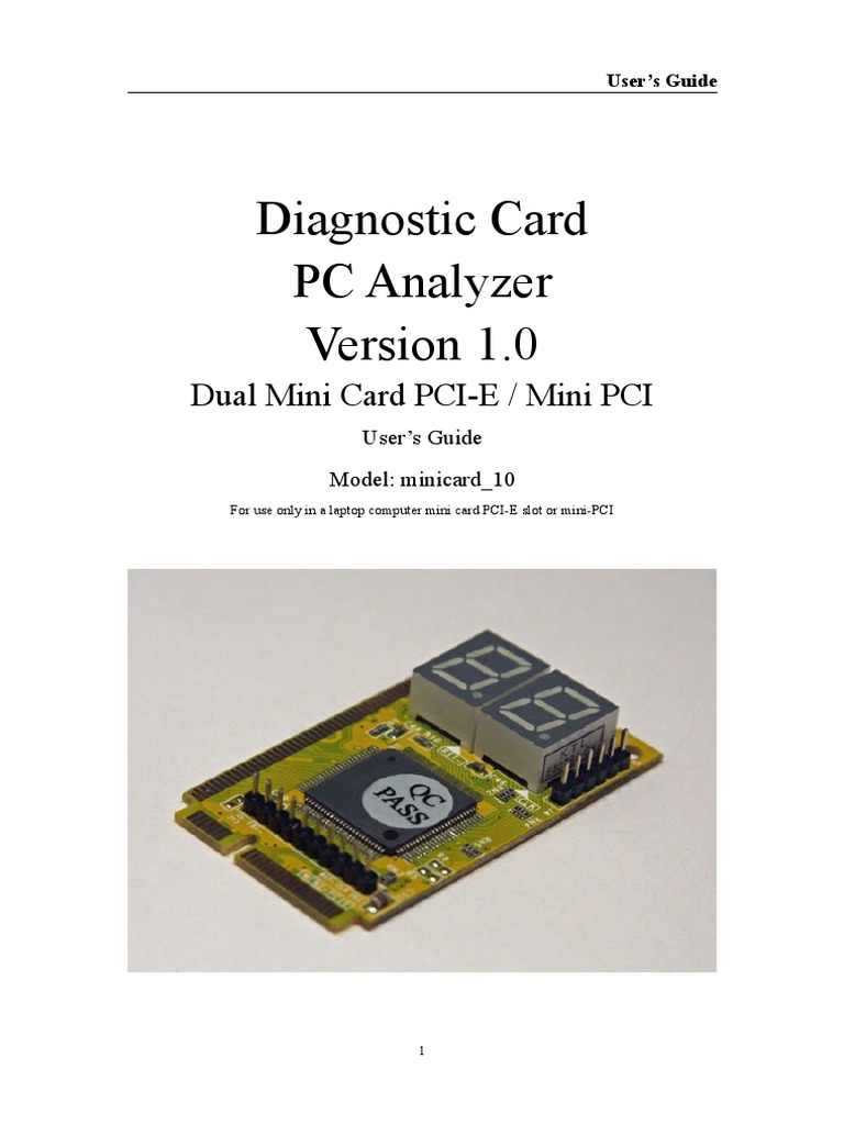 Diagnostic Card PC Analyzer: Dual Mini Card PCI-E / Mini PCI | PDF