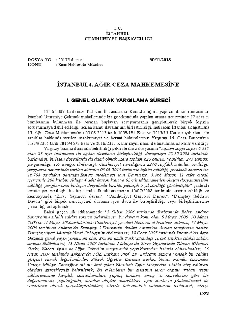 ergenekon davasinda cumhuriyet savcisi abdurrahman hacisalihoglu esas hakkindaki mutalaasi 2018raporgibi indirmek icin tiklayiniz pdf