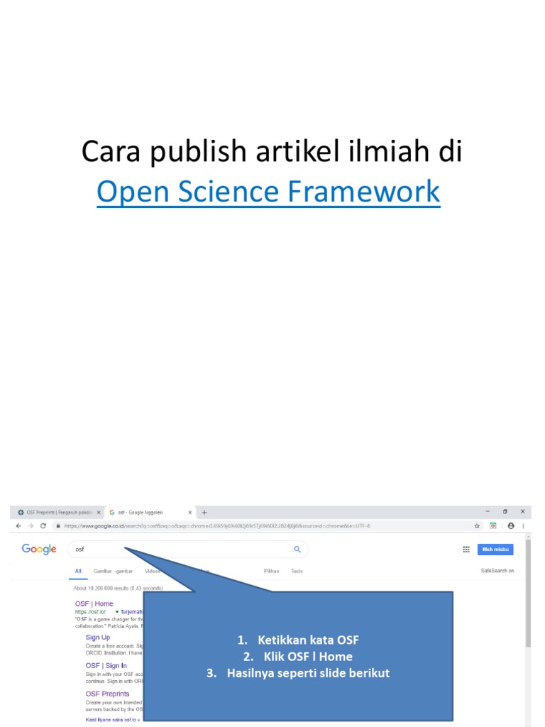 Cara publish artikel ilmiah di open science framework pdf