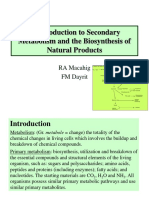 Introduction To Secondary Metabolism and The Biosynthesis of Natural Products