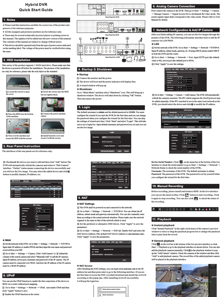 Hybrid DVR Quick Start Guide | PDF | Ip Address | Port (Computer ...