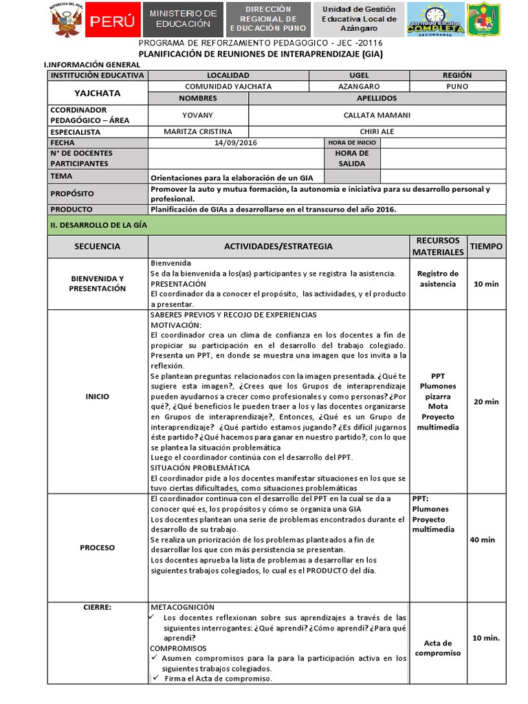 Orientaciones para elaborar un GIA | PDF | Maestros | Modificación de ...