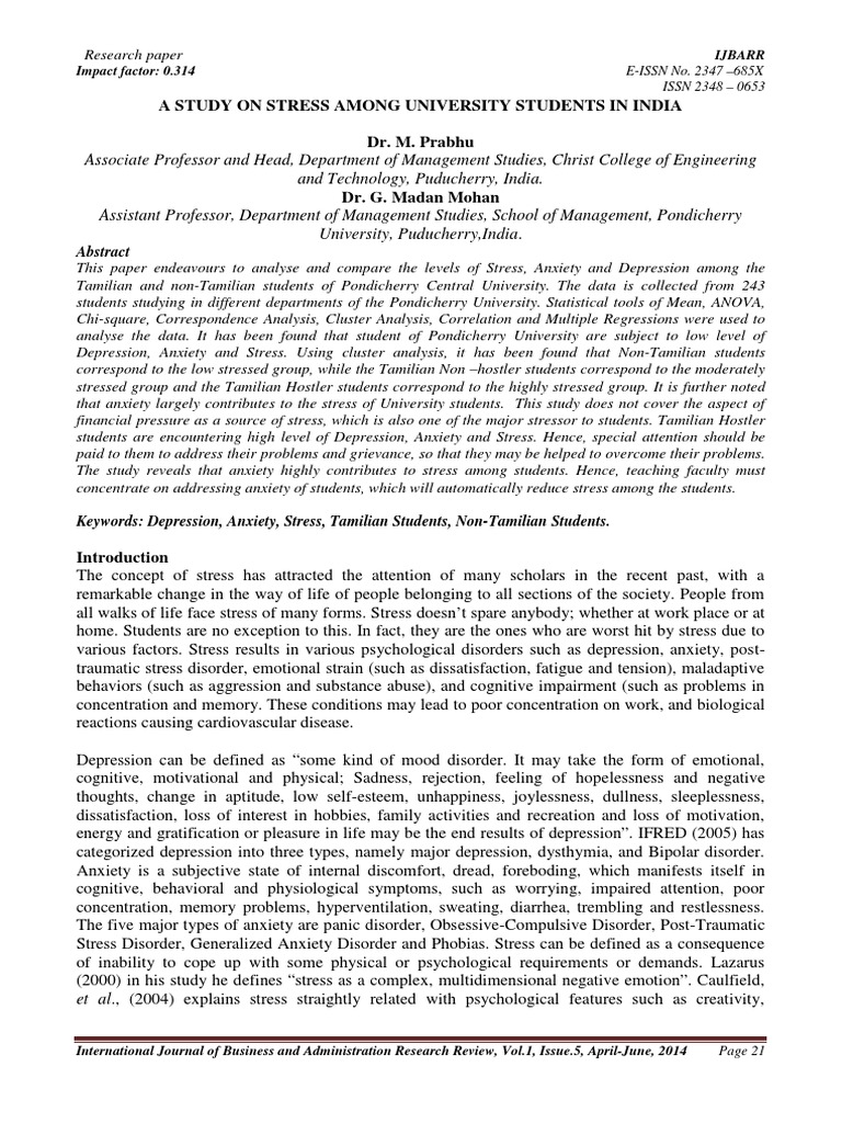 A Comparative Study On Stress and Its Contributing Factors Among ...