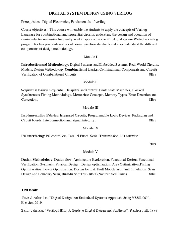 Digital System Design Using Verilog | Download Free PDF | Digital ...