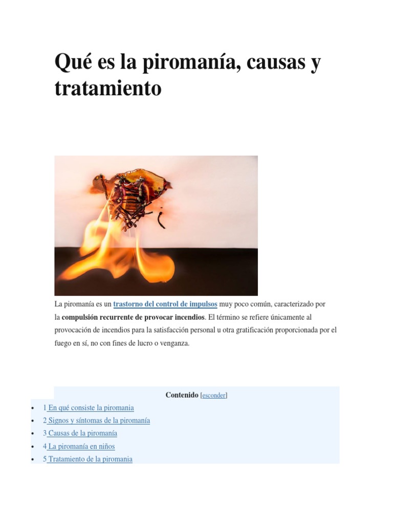 Qué Es La Piromanía PDF Trastorno mental Desorden hiperactivo y deficit de atencion
