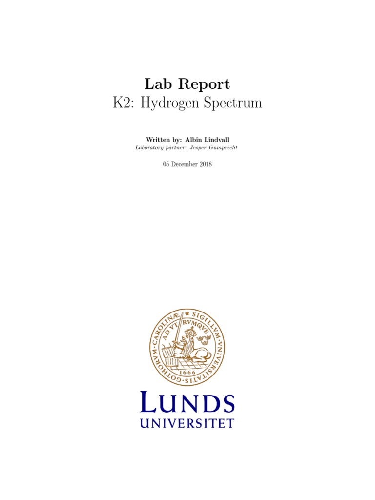 Hydrogen Spectrum Lab Report Analysis | PDF | Energy Level | Optics