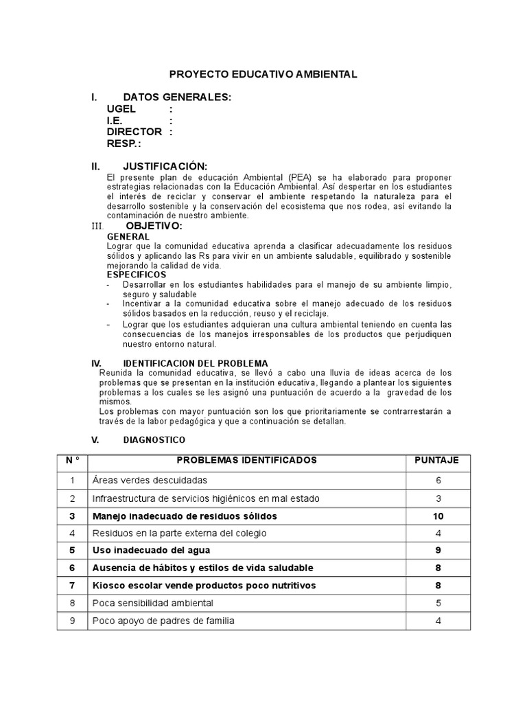 Proyecto Educativo Ambiental Sostenible | PDF | Residuos | Sustentabilidad
