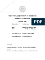 The Honorable Society of Kings Inns: Entrance Examination AUGUST 2009