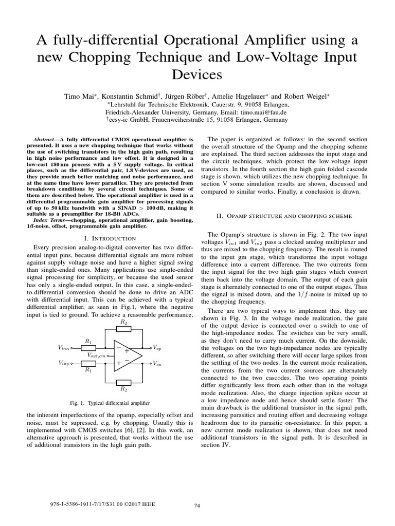 A Fully-Differential Operational Amplifier Using A New Chopping ...